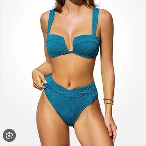Cupshe Deep Teal Bikini Set